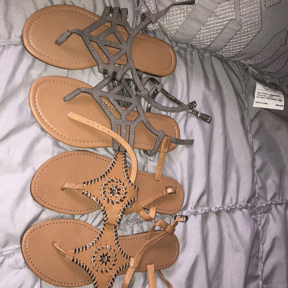 2 pairs of sandals together